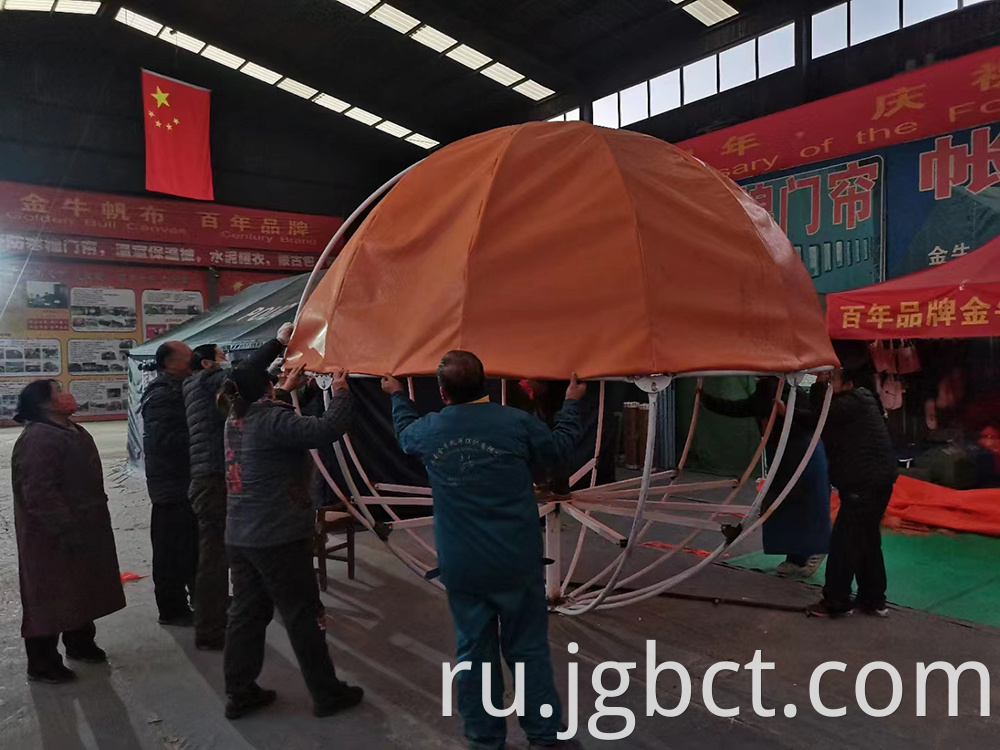 Customized processing of wind resistant spherical tents